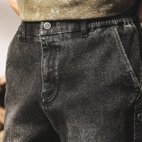 Vintage Wash Side Line Denim Jogger Pants P1828